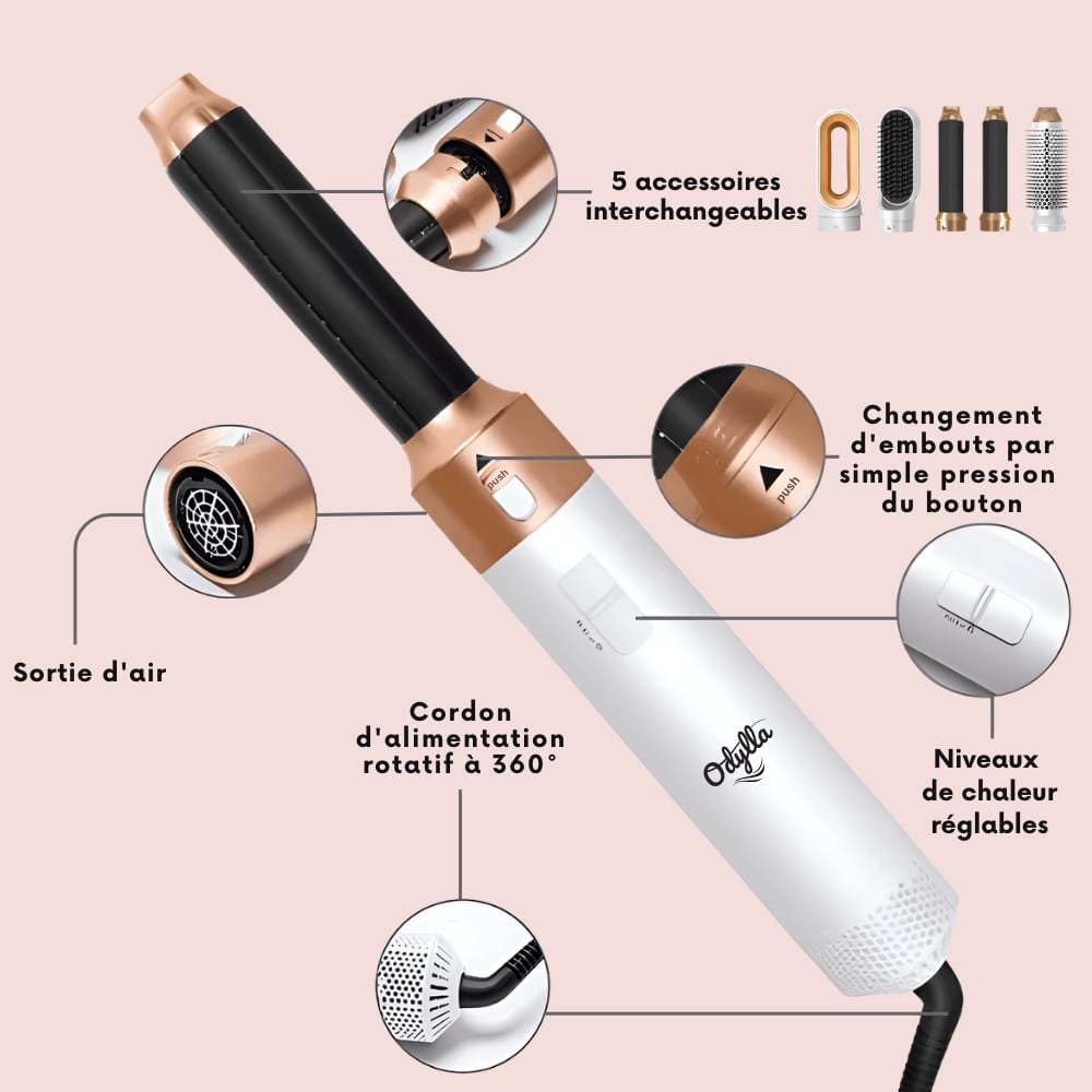 ODYLLA® - BROSSE SOUFFLANTE 5 EN 1 + E-Book Offert